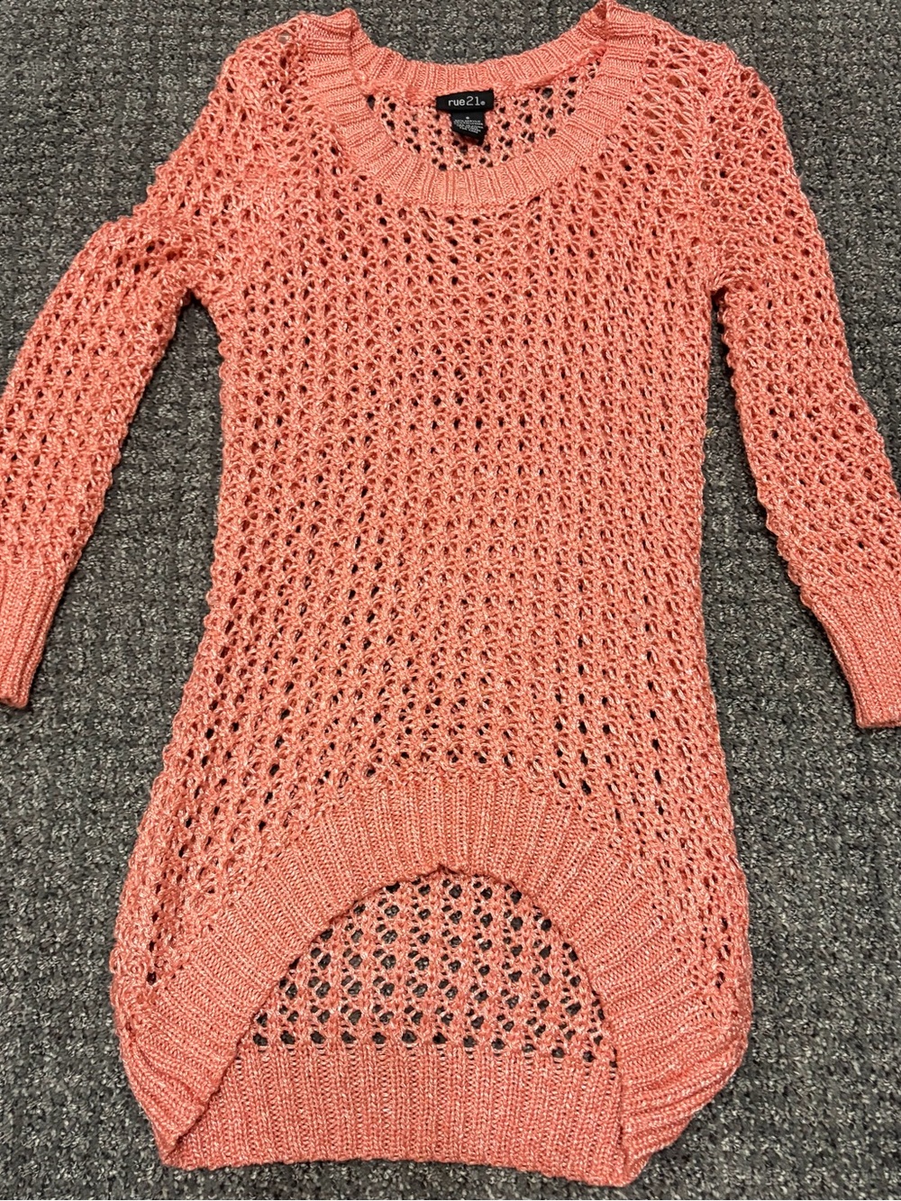 Rue21 Coral Open-Weave Scoop Neck Sweater